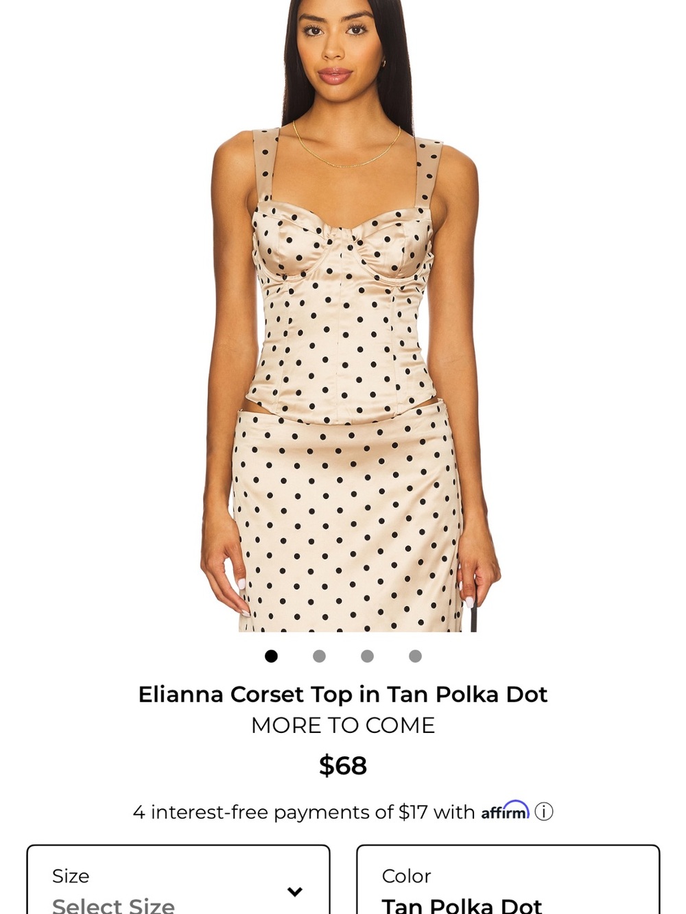 REVOLVE Elianna Corset Top in Tan with Black Polka Dots